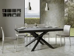 Mesa extensible de diseño con patas entrelazadas antracita Klass-Color Gris cemento-Ancho extensible