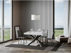 Mesa extensible de diseño con patas redondeadas entrelazadas antracita Zeus-Color Blanco-Alargaderas -Ancho extensible