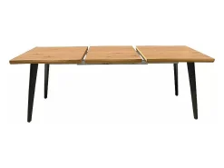Mesa extensible de diseño Meno 150cm de metal negro y roble barnizado