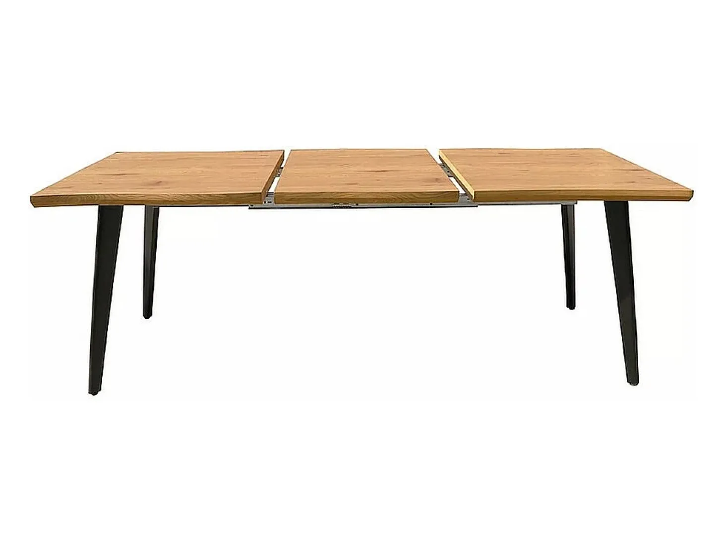Mesa extensible de diseño Meno 150cm de metal negro y roble barnizado