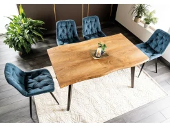 Mesa extensible de diseño Meno 150cm de metal negro y roble barnizado