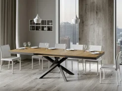 Mesa extensible de diseño con patas entrelazadas antracita Klass-Color Natural-Ancho extensible