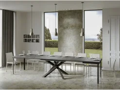 Mesa extensible de diseño con patas entrelazadas antracita Klass-Color Gris cemento-Ancho extensible
