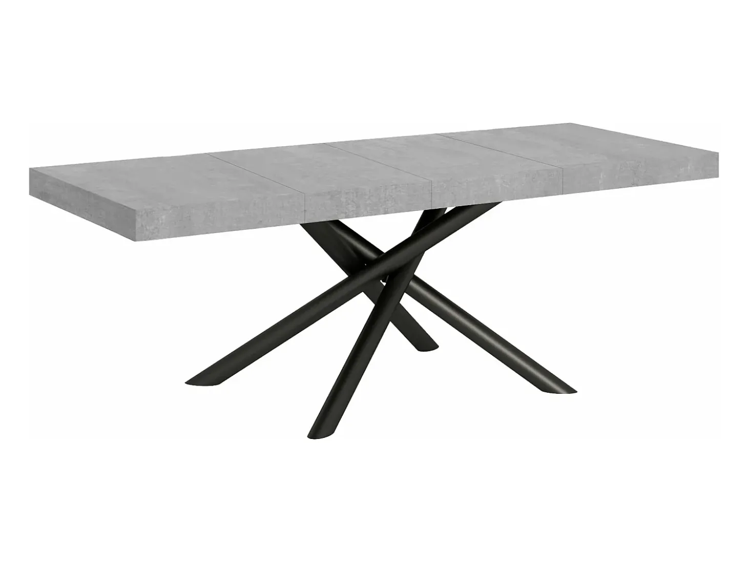 Mesa extensible de diseño con patas redondeadas entrelazadas antracita Zeus-Color Gris cemento-Alargaderas -Ancho extensible