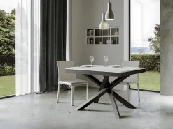 Mesa extensible de diseño con patas entrelazadas antracita Klass-Color Blanco-Ancho extensible