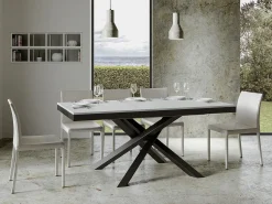 Mesa extensible de diseño con patas entrelazadas antracita Klass-Color Blanco-Ancho extensible