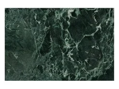 Mesa extensible de diseño con aspecto de mármol verde y pata central de acero inoxidable Eglantine
