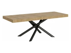 Mesa extensible de diseño con patas redondeadas entrelazadas antracita Zeus-Color Natural-Alargaderas -Ancho extensible