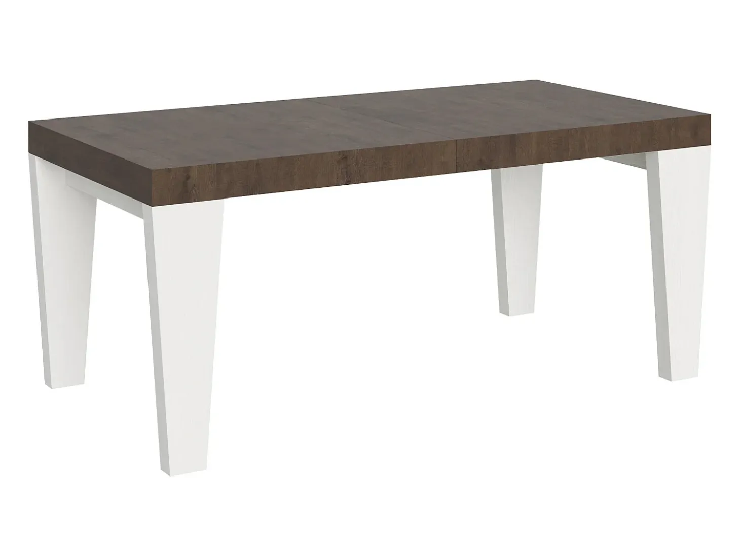 Mesa extensible de madera de nogal y patas de madera blanca de 6 a 20 plazas Kristo de 180 a 440 cm-Soporte 2 pies