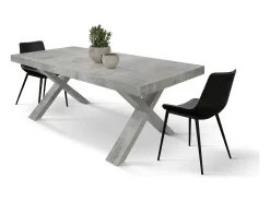 Mesa extensible de madera gris cemento160x90-240x90cm - AMALFI