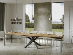 Mesa extensible de madera clara y estructura antracita 180/440 cm Klass