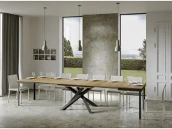Mesa extensible de madera clara y estructura antracita 180/440 cm Klass