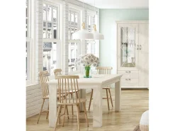 Mesa extensible de 76x160x90 cm para comedor o cocina en color blanco pino Karen