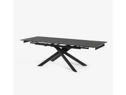 Mesa extensible efecto mármol 160-240x90cm comedor y cocina diseño moderno Quito - Negro