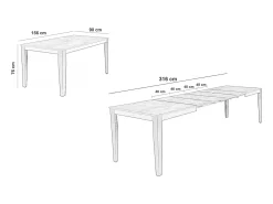 Mesa extensible grande (156/316 x 90 cm) en melamina negra
