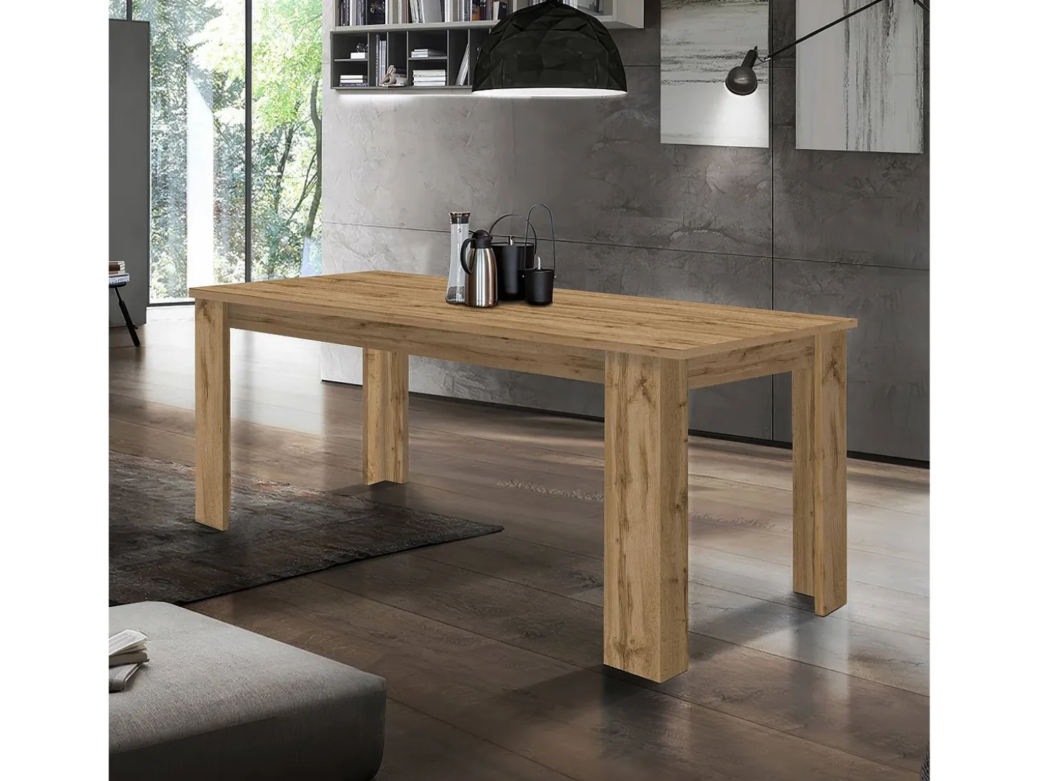 Mesa extensible Jesi ideal para 6-8 personas, color roble 140/190 x 90 x 75 cm