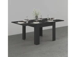 Mesa extensible Jesi ideal para 6-8 personas, color antracita mate, 90/180 x 90 x 75 cm