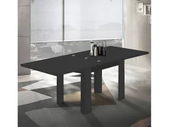 Mesa extensible Jesi ideal para 6-8 personas, color antracita mate, 90/180 x 90 x 75 cm