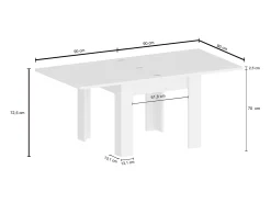 Mesa extensible Jesi ideal para 6-8 personas, color antracita mate, 90/180 x 90 x 75 cm