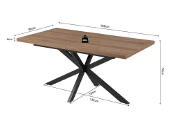 Mesa extensible KALVANO – 160 a 200 cm – Roble oscuro – Tablero 40 mm – Diseño contemporáneo