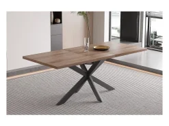 Mesa extensible KALVANO – 160 a 200 cm – Roble oscuro – Tablero 40 mm – Diseño contemporáneo