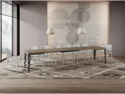 Mesa extensible Karamay 120/380x90 cm gris paloma con patas antracita
