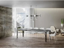 Mesa extensible Karamay 120/380x90 cm patas hormigón antracita