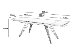 Mesa extensible Match 1 (160/240 x 90 cm) en cerámica negra