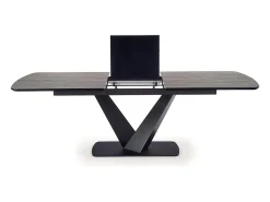 Mesa extensible MDF lacada gris patas acero negro 180/230×95 cm