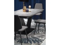 Mesa extensible MDF lacada gris patas acero negro 180/230×95 cm
