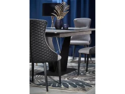 Mesa extensible MDF lacada gris patas acero negro 180/230×95 cm