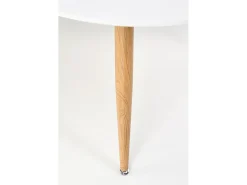 Mesa extensible MDF lacada blanco patas madera natural 160/200×90 cm
