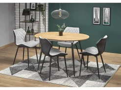 Mesa extensible MDF laminada roble patas acero 120/160×80 cm