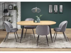 Mesa extensible MDF laminada roble patas acero 120/160×80 cm