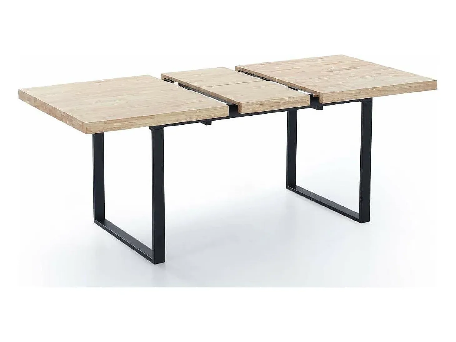 Mesa extensible Natural de estilo Industrial Roble nordish/negro 76 cm(alto)140-180 cm(anc