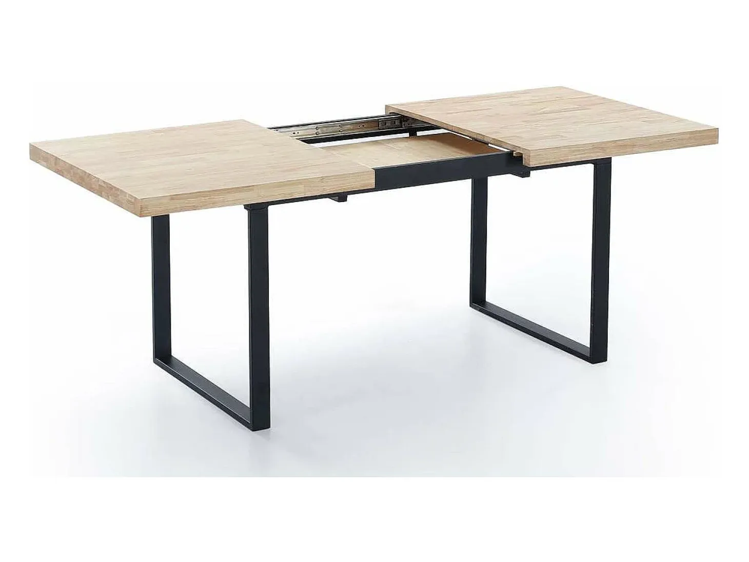 Mesa extensible Natural de estilo Industrial Roble nordish/negro 76 cm(alto)140-180 cm(anc