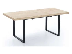 Mesa extensible Natural de estilo Industrial Roble nordish/negro 76 cm(alto)140-180 cm(anc