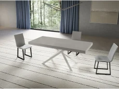 Mesa extensible Niket cachemir 200/304x90 cm con patas blancas
