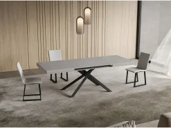 Mesa extensible Niket cachemir 140/400x90 cm con patas antracita