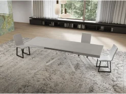 Mesa extensible Niket cachemir 160/264x90 cm con patas blancas