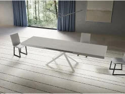 Mesa extensible Niket cachemir 200/460x90 cm con patas blancas