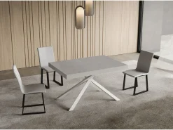 Mesa extensible Niket cachemir 140/244x90 cm con patas blancas