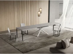 Mesa extensible Niket cachemir 140/244x90 cm con patas blancas