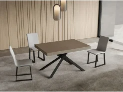 Mesa extensible Niket gris paloma 120/380x90 cm con patas antracita