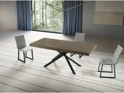 Mesa extensible Niket gris paloma 200/460x90 cm con patas antracita