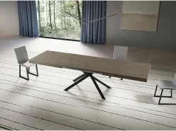 Mesa extensible Niket gris paloma 200/460x90 cm con patas antracita