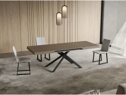 Mesa extensible Niket gris paloma 120/224x90 cm con patas antracita