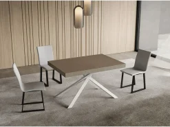 Mesa extensible Niket gris paloma 120/224x90 cm con patas blancas