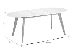 Mesa extensible oval blanca y madera clara L150-200 LEENA