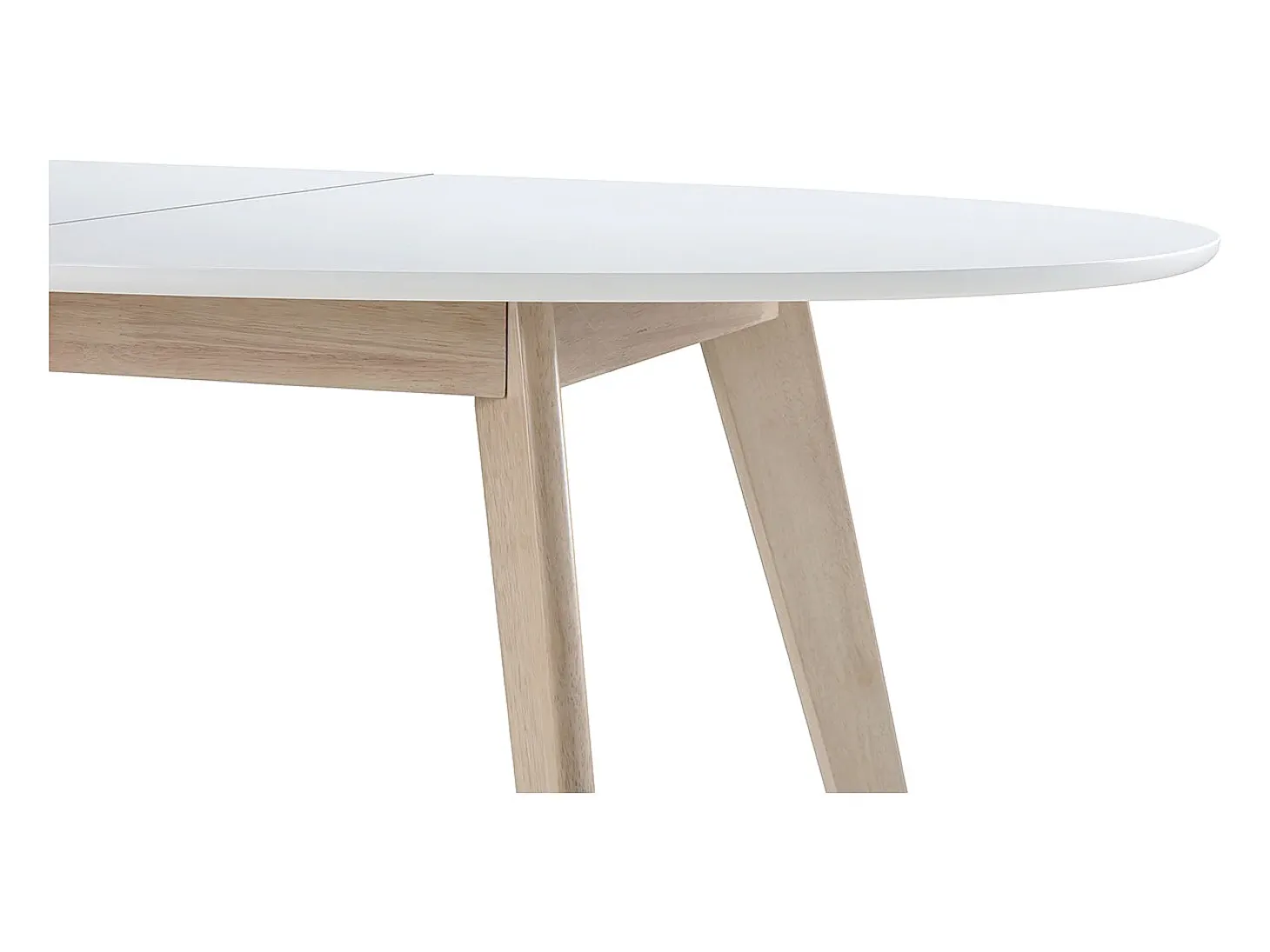 Mesa extensible oval blanca y madera clara L150-200 LEENA